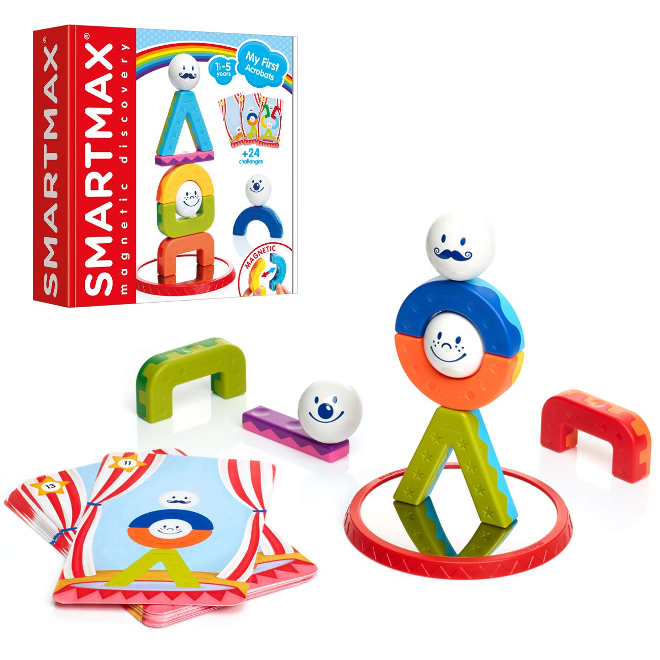 SmartMax - My First Acrobats, Magnetic Discover Play Set with 24 Challenges, 1 1/2-5 Years