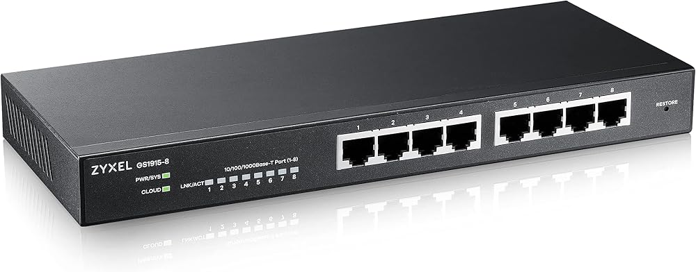 Zyxel GS1915-8 8-Port Gigabit Switch Smart Managed Nebula Hybrid Desktop