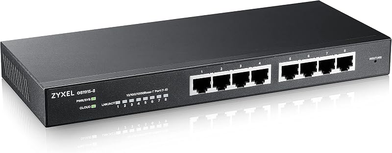 Zyxel GS1915-8 8-Port Gigabit Switch Smart Managed Nebula Hybrid Desktop