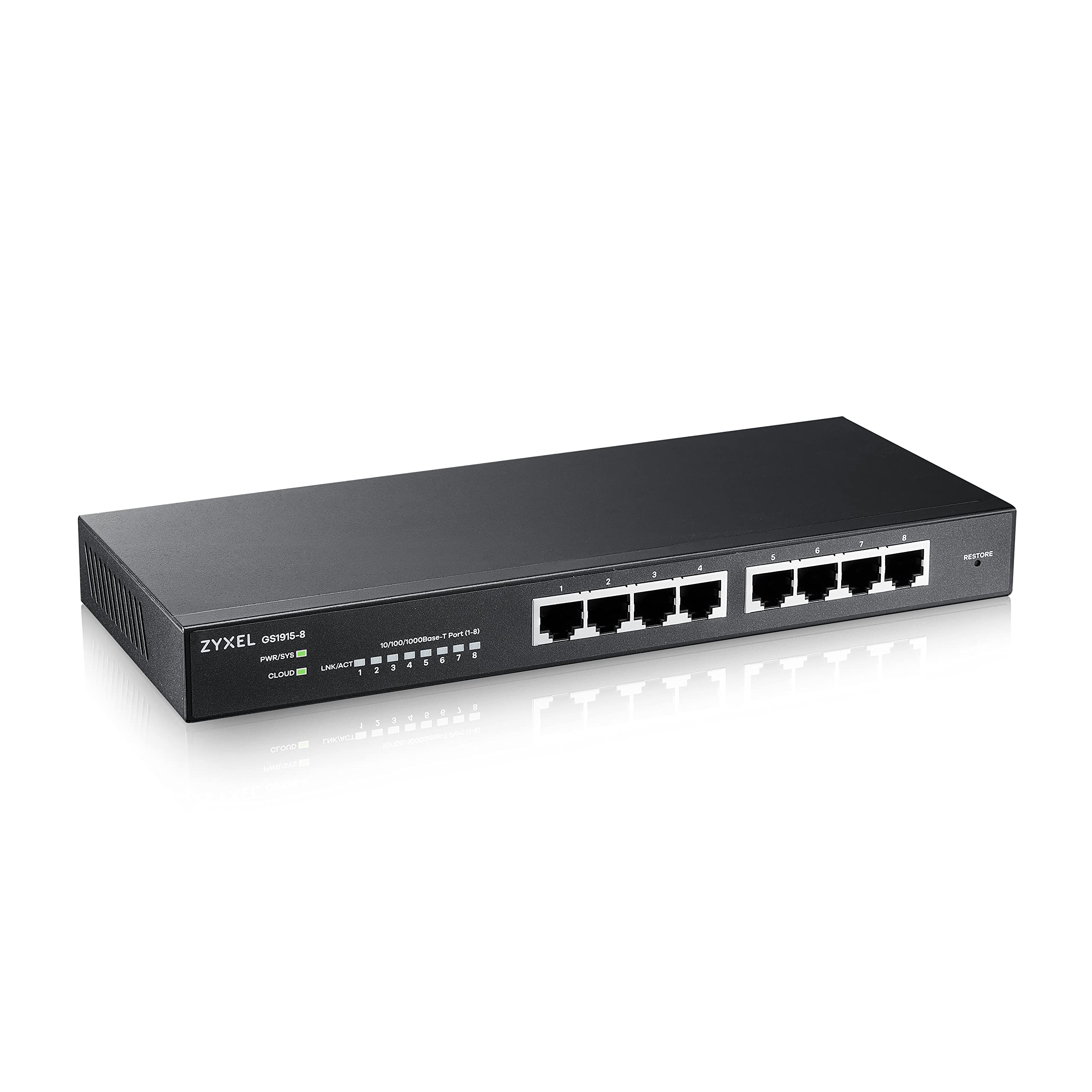 Zyxel 8-Port Gigabit Switch | Smart Managed Hybrid Mode Standalone or Nebula Cloud | Desktop | Fanless | Network Ethernet Hub [GS1915-8]