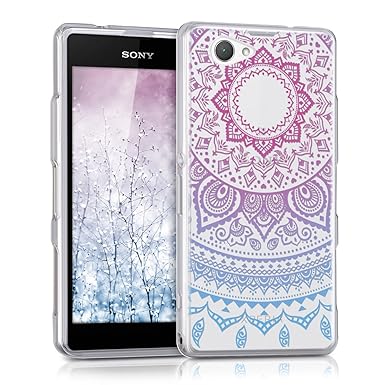 kwmobile Sony Xperia Z1 Compact Hülle - Handyhülle für Sony Xperia Z1 Compact - Handy Case in Blau Pink Transparent