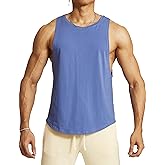 Ouber Men’s Drop Arm Tank Top Gym Workout T-Shirts Sleeveless Muscle Shirts for Bodybuilding