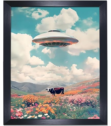 Vintage UFO Metal Tin Sign - 'I Want To Believe' Alien Wall Art For Man Cave & Home Decor