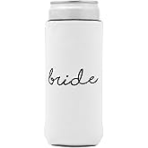 Funky Junque Bride Squad Slim Can Neoprene Cooler For Bachelorette Parties, Bridal Showers, Bridesmaids (White)