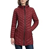 33,000ft Women's Long Puffer Jacket with Hood, Lightweight Warm Puffy Quilted Winter Coats