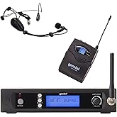 Gemini Sound UHF-6100HL Wireless Mic System – UHF Receiver with 256 Selectable Frequencies, Headset & Lavalier Mic, 240ft Range, LCD Display, Noise-Free Audio for Performers & Instructors
