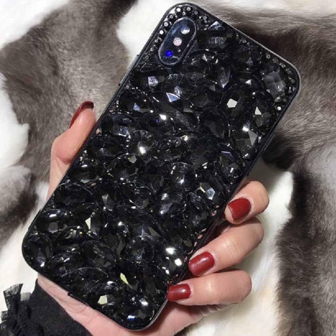 iPhone 11ProMax 6.5 Full Big Diamonds Case, Shiny Manual Diamands Crystal Bling Clear Cover, TAITOU Fashion Queen Noble Thin Phone Case for Apple iPhone11 Pro Max Black
