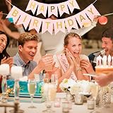Leixi Rose Gold Birthday Crown & Sash Set Tiara Rhinestone Headband Gift for view 7