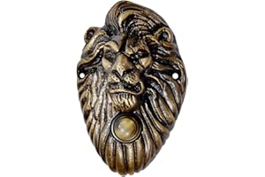 Akatva Lion Shaped Doorbell Button Replacement – Solid Brass Doorbell Ringer Button – Vintage Lion Decorative Bell Push Button with Rustic Handmade Design – Antique Brass Finish