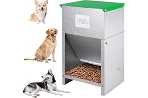 COZOFU Dog Feeder - Galvanized Metal Pet Food Station for Indoor & Outdoor Use - Automatic Gravity-Fed Dispenser Suitable for Small, Medium, and Large Dog Breeds - Capacity: 25 Pounds of Dry Kibble