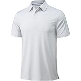 MAGCOMSEN Men's Polo Shirts Short Sleeve Striped Golf Polos Dry Fit Casual Collared Shirt White M