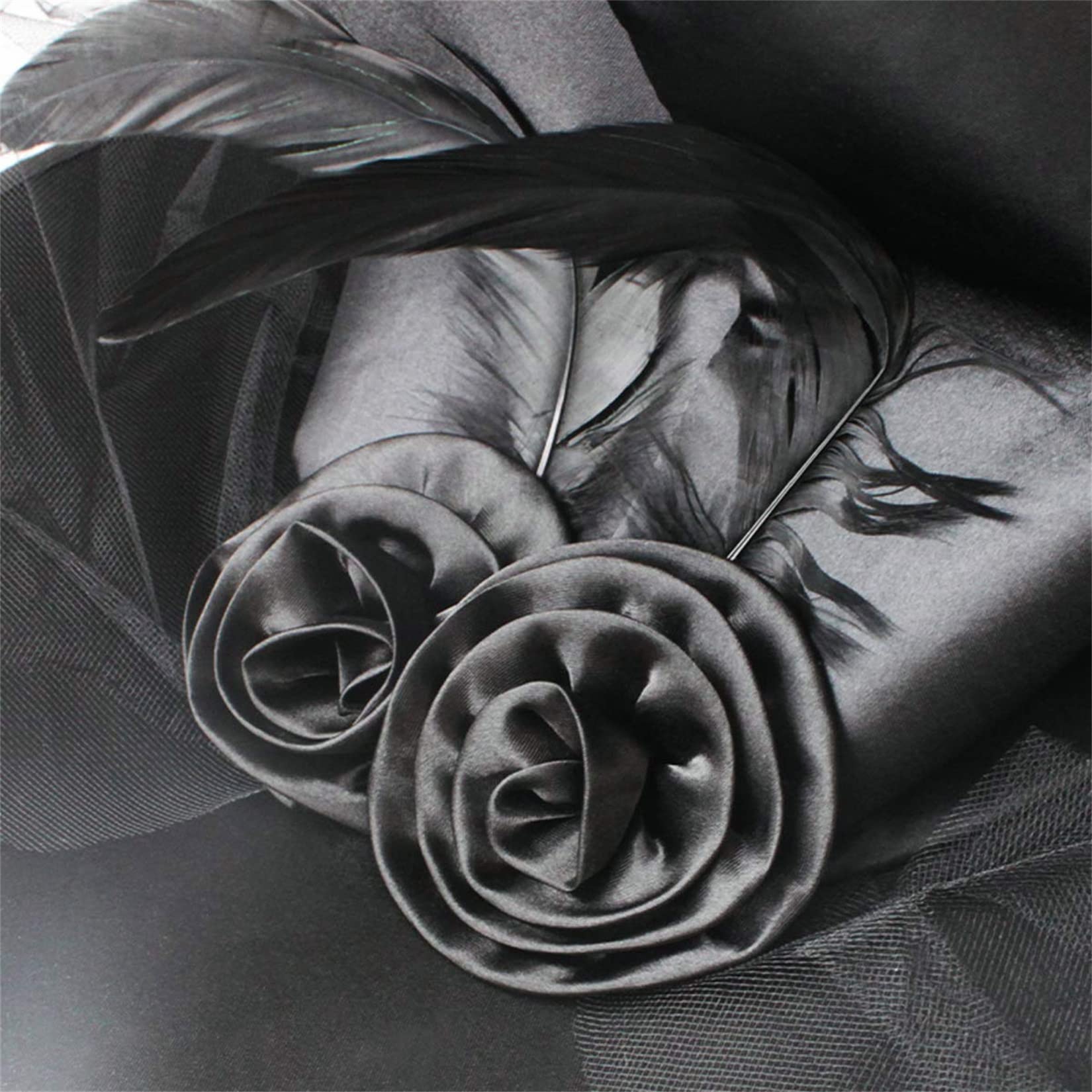 JUSTOTRY Halloween Witch Hat - Halloween Costume Witches Hats for Women attached with Roses & Feathers