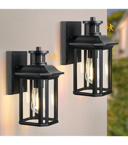 TREEWELL 2 Pack Motion Sensor Outdoor Wall Light,3 Adjustable