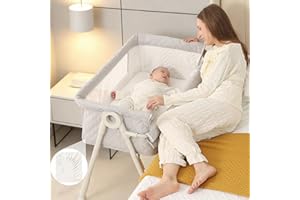 Baby Bassinet Bedside Sleeper - Bassinet with Built-in Wheels Design, More Safer and Stable, Adjustable Height Bedside Bassin