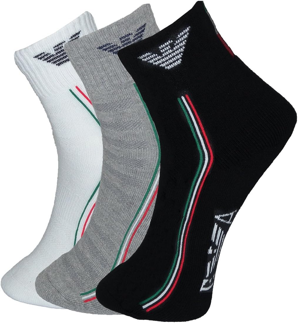 3 PACK Mens Emporio Armani Soft Athletic Crew Socks (Size UK89 Eu
