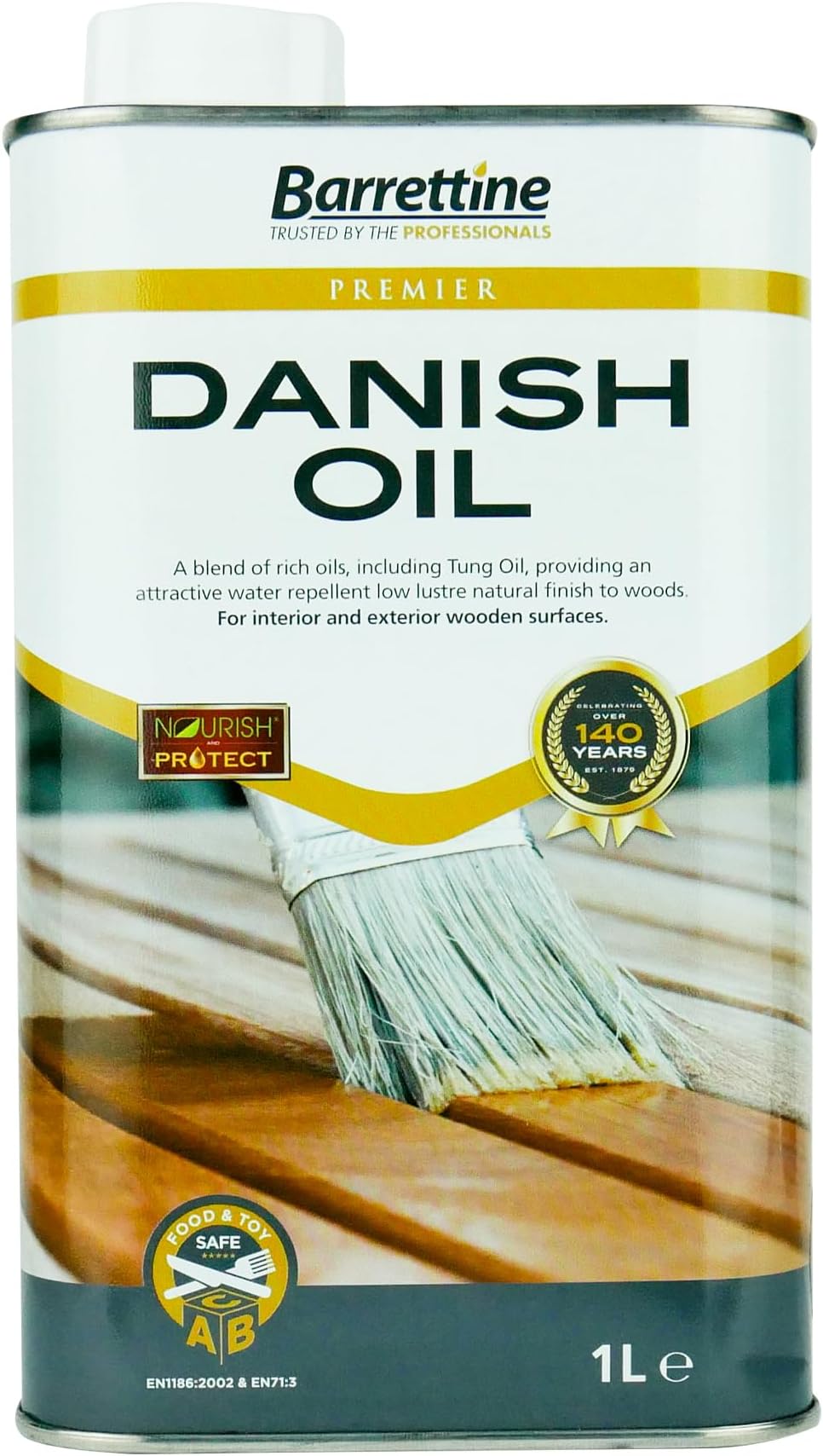 Barrettine Premier Danish Oil 1L Deep Wood Finish Water Repellent