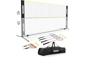 Boulder Sports All-in-One Pickleball & Badminton Set - Portable, Adjustable Net with Paddles & Rackets