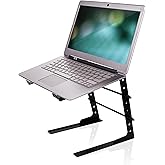 Pyle Portable Adjustable Laptop Stand - Anti-Slip Standing Table Monitor or Computer Desk Workstation Riser with Level Height Alignment for DJ, PC, Gaming, Home or Office