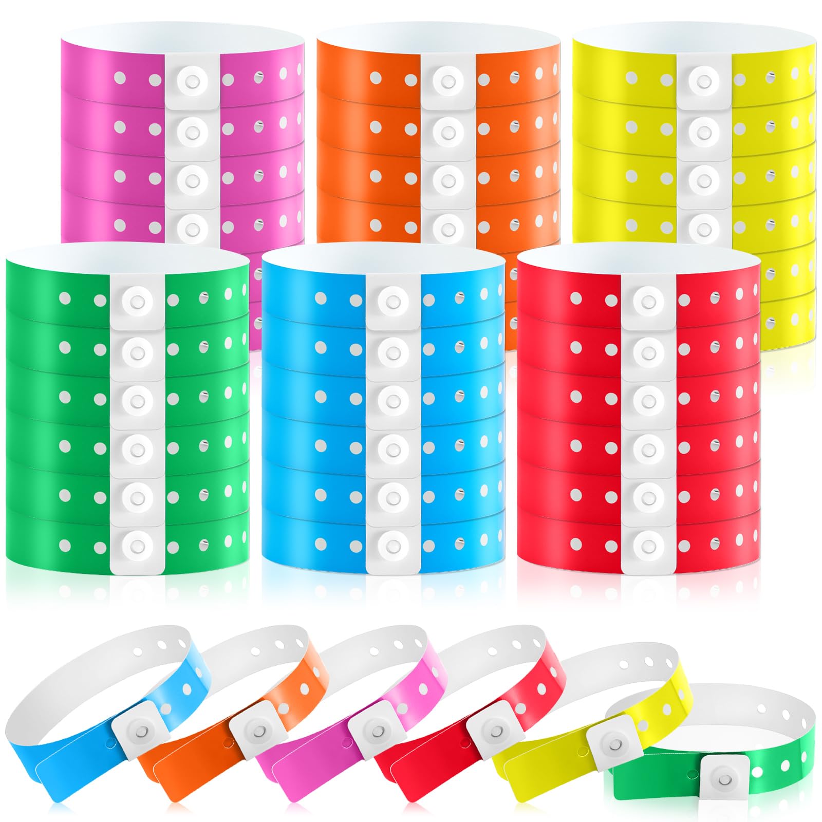 Photo 1 of Henoyso 600 Pcs Plastic Wristbands for Events Vinyl Wristband Plastic Bracelet for Events Arm Band Identification for Concerts Carnivals(Assorted Color)