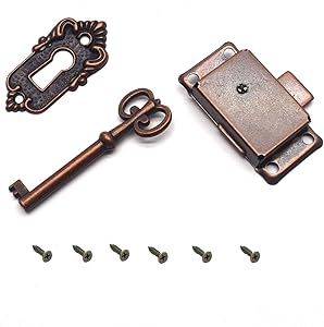 Sunwish homewares Cabinet Cupboard Furniture Decorative Lock Case Box Lock with Key and Screws (Antique Red)