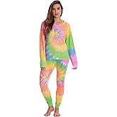 Just Love Womens Tie Dye Two Piece Thermal Pajama Set