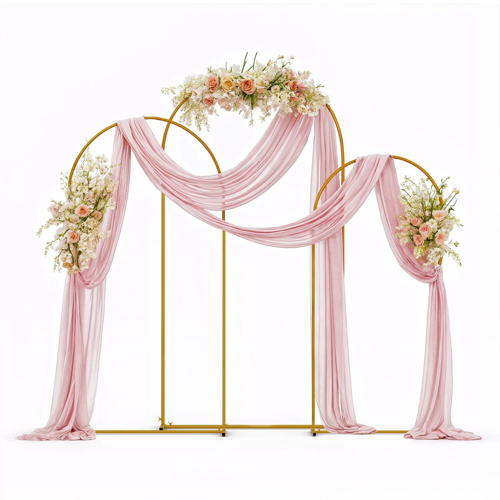 Photo 1 of 3 Pack Wedding Arch Backdrop Stand, (7.2FT, 6.6FT, 6FT) Gold Balloon Arch Stand, Set of 3 Metal Arched Frame Decoration for Wedding, Birthday, Baby Shower, Party