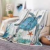 Sea Turtle Blanket Gifts for Women Kids, Beach Ocean Animal Theme Soft Flannel Blanket, Cozy Plush Turtle Decor for Travelling Camping Sofa Couch Bed Birthday Gifts Throw Blanket 60X70IN