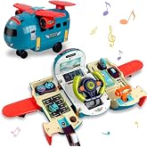 Dwi Dowellin Airplane Car Toy,Steering Wheel Toys for 3 4 5 6 Year Old Boys&amp;Girls with Sound and Light, Educational Plane Driving Toy Gift for Kids Aged 3+, Blue
