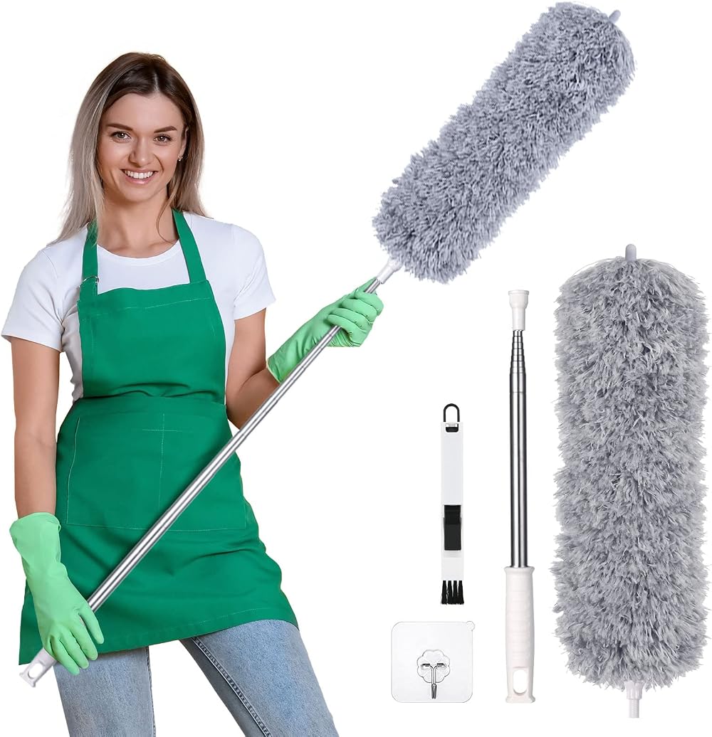 Vicloon Extendable Microfiber Duster with 245 cm Pole & Silicone Cap