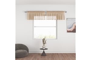UPOPO Beige Curtain Panels Small Sheer Tier Curtains 16 inches Long Voile Kitchen Tiers Linen Textured Cafe Curtains Bathroom Basement Door Short Half Window Curtains 2 Panels Rod Pocket