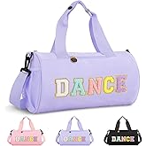Dance Ballet Bag for Girls, Personalized Sport Gym Workout Toddler Duffel Bag Small Cheer Dance Bags, Cute Chenille Letter Waterproof Duffel Bags Gifts for Teens Girl Dancers Athletes(Purple)