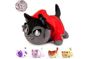 Apushmeu 61-PCS 丨 11-inches Aaron Cat Plush + 60-Sticker - Blind Box Meows Cat Plush Collection - 100% Polyester Plushie Pillow Embroidered - Cat Stuffed Animal Collectible (Aaron Cat)