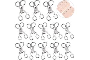 PECMER 100 Set Copper Sewing Hooks and Eyes Closure for Sewing Clothing Bra Hooks Replacement, Hook & Eye Sewing -Silver 1#(13mm)