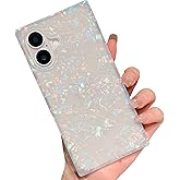 KERZZIL Cute Girly Rectangle Compatible with iPhone 16 Case, Slim Colorful Sparkle Glitter Mother Shell Pearl Pattern Translucent Soft TPU Silicone Protective Bumper Cases Cover(Pearl,16)
