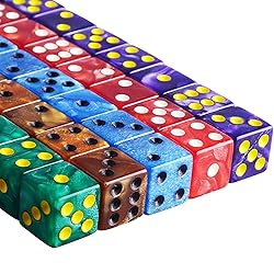 AUSTOR 50 Pieces 6 Sided Dice Set, 5 x 10 Pearl