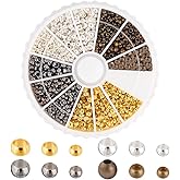 PH PandaHall 1440pcs Brass Tube Crimp Beads 2mm 2.5mm 3mm Rondelle Spacer Beads 4 Colors Loose Connector Beads Tiny Stoppers for DIY Jewelry Necklace Bracelet Craft Making, 1.2~2mm Hole