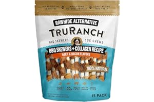 TRURANCH 5" BBQ Collagen Skewers - Collagen Dog Chews - Long Lasting Healthy Joint Support Dog Treat - Rawhide Alternative - Skin & Coat Health, 1 Bag, 15 Count
