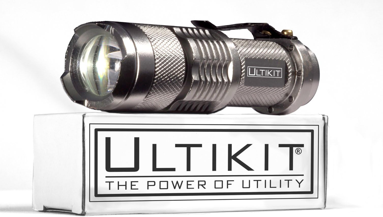 ULTIKIT Mega Torch Mini Cree Flashlight w/Adjustable Focus (Brushed Aluminum Finish)