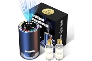 TORETARK Smart Car Air Freshener Diffuser Voice Control with Starry Projection Light, 3 Adjustable Modes Intelligent Aromatherapy for Essential Oil, Smart Auto On/Off, Voice Edition (Cologne + Ocean)