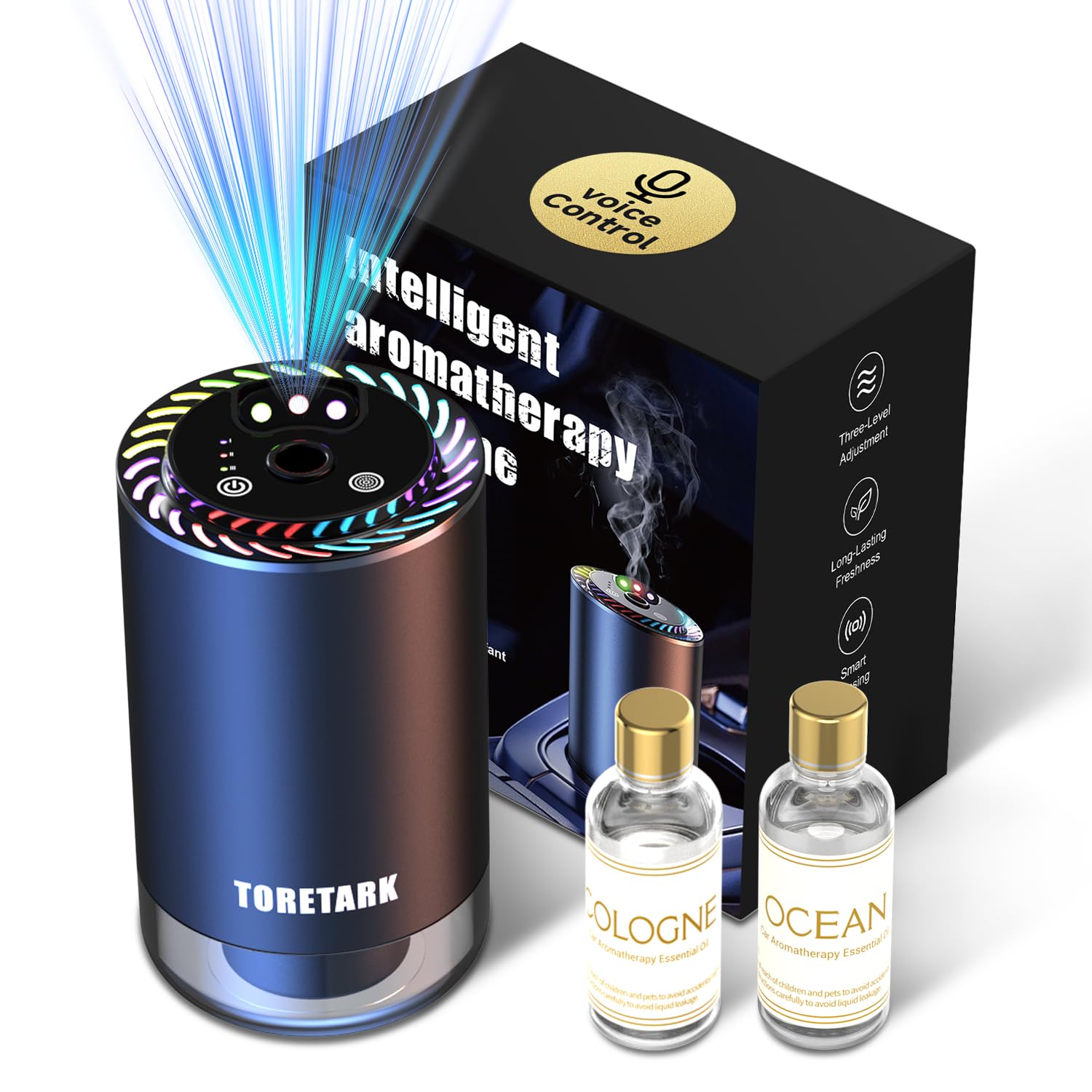 Photo 1 of ***TESTED FOR POWER ONLY***Smart Car Air Freshener Diffuser Voice Control with Starry Projection Light,3 Adjustable Modes Intelligent Aromatherapy for Essential Oil,Smart Auto On/Off,50ml Perfume*2 (Voice Edition)