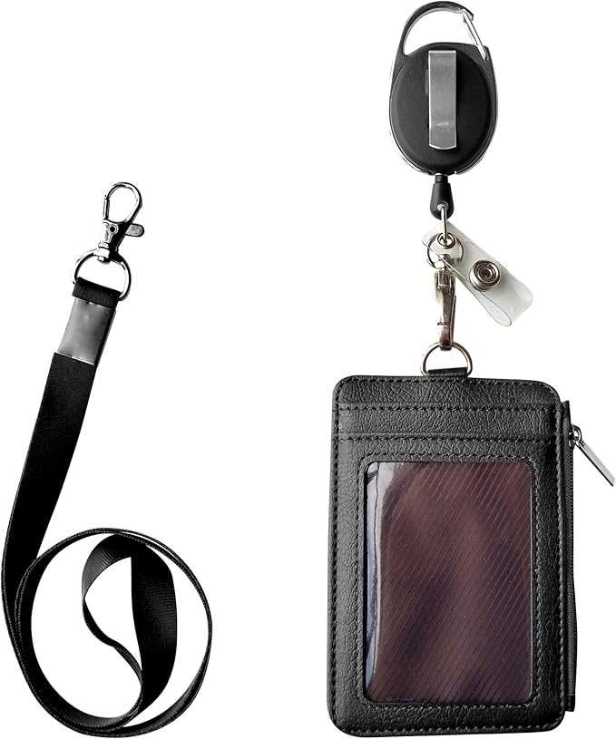 ID Card Holder with Zipper, Wallet with 5 Card Slots