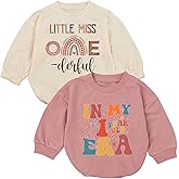 BUMPEXPAND 2Pcs Baby Girl First Birthday Romper, 1st Birthday Era Baby Girl Outfits