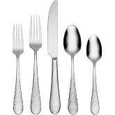 Oneida Tibet 45-Piece 18/0 Silverware Set for 8, Flatware | silver, dishwasher safe | includes serving spoons and utensil set | cutlery set for kitchen and dining