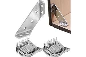 PETICEHI 10/20/30PCS Universal Furniture Corner Connector, Angle Fasten Connector Furniture Triangle Support Frame Stainless Steel Corner Bracket for Shelf Cabinet Table Chair (20PCS)