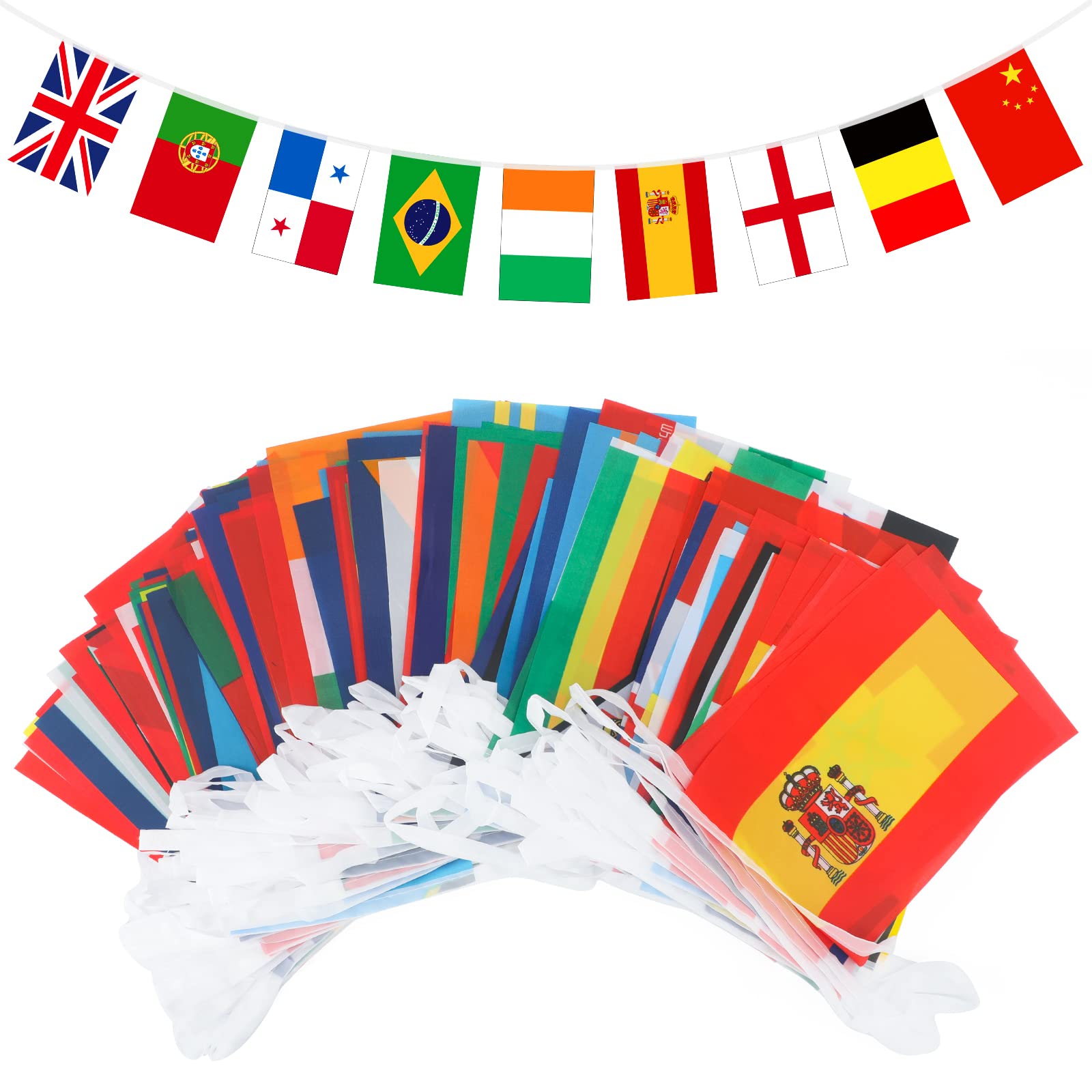 G2PLUS 50M World Flag Bunting, 200PCS Country String Banners for Eurovision Party Decorations, Football Games, Garden Deco