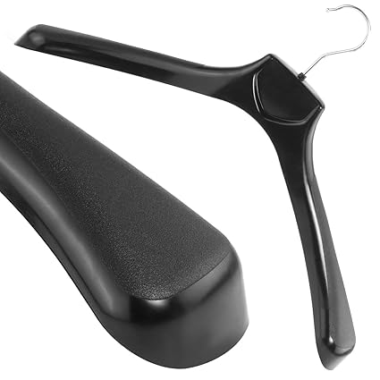 HANGERWORLD 20 Stabile Kunststoff Kleiderbügel 45cm Schwarz Mit Breiten Armen