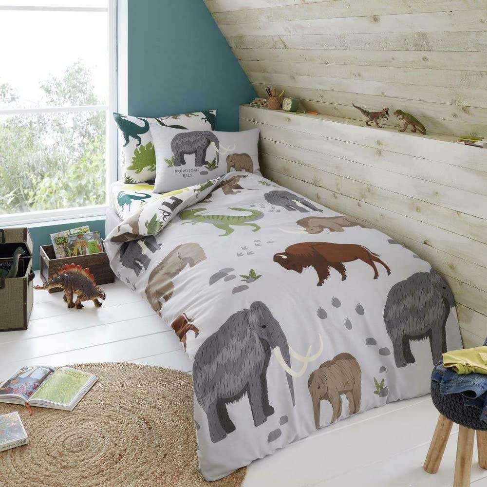 T&A Textiles and Hosiery Ltd Woolly Mammoth & pals fitted sheet & pillowcase set.