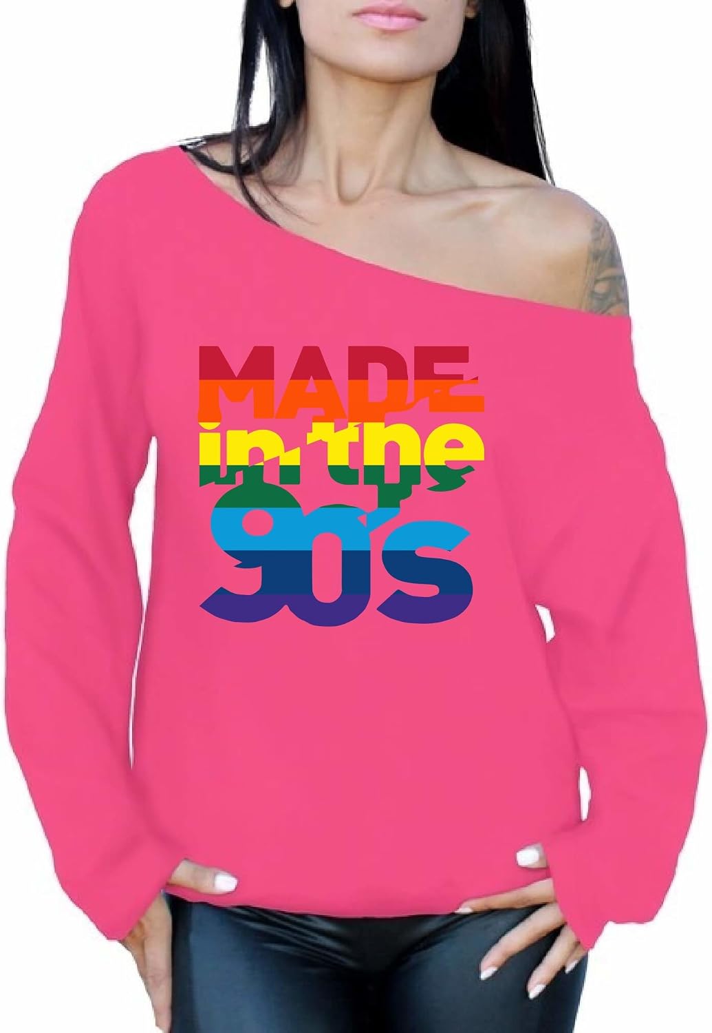 Off Shoulder Tops Sweatshirt Bright 