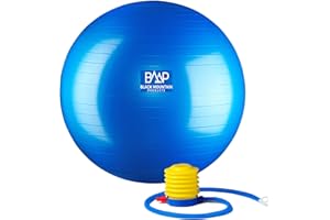 Black Mountain Products Professional Grade Exercise Stability Yoga Ball, Foot Pump, Ball Plug, Plug Puller, 2000 Pounds Static Weight Capacity Antiburst