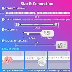 maylit 8 PCS 3.3FT Smart RGB Under Cabinet Lights